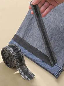 Self-Adhesive Fabric Trims For Adjusting Pants Leg Width, No Sewing Pants Leg Hem Shortening Patches - 黑色 - 查看 2