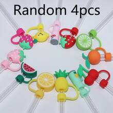 Fruit Design Straw Lids, Fits For 30oz & 40oz Tumblers, Cute Assorted Shaped Silicone Straw Caps For 0.4in/10mm Straw Tips - Multicolor - View 8