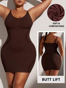 1件装加大码女士束腰连衣裙，无缝胸部和腰部系带连衣裙，加大码女士塑身裙连体裤，夏季