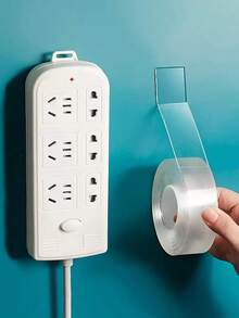 1/2/4pcs 2cm X 3000cm Washable Reusable Double-Sided Nano Thick Transparent High Viscosity Wall Tape - Transparent - View 9