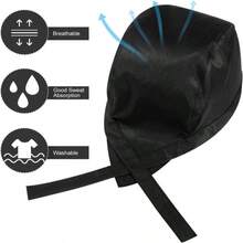 DOITOOL Chef Hat Womens Cooking Hats, 1Pcs Elastic Back Skull Cap Chef Hat With Ties, Unisex Adjustable Kitchen Cooking Chef Cap For Men Women For Kitchen Cooking Service And Other Work (Black) - trắng - Xem 5