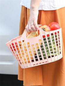 1/3个装，塑料可折叠收纳篮带手柄，适用于家庭浴室和洗衣房，多功能收纳，零食杂物收纳，适合家庭收纳，野餐外卖