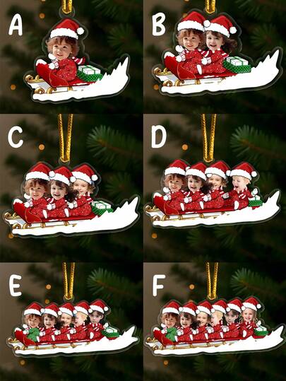 1 pieza Adorno personalizado de trineo con foto para Navidad de la familia, decoración única para guardar recuerdos y resaltar los lazos familiares especiales. Diseño versátil y ligero, fácil de colgar, perfecto para el árbol de Navidad, el hogar, la guardería, baby shower, fiestas y celebraciones. Multi-funcional, regalo ideal para él, salón de té, hogar, jardín, oficina, decoración de otoño.