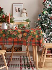 1pc Christmas Printed Tablecloth With Embossed Edges, Decorative Dining Table Cover For Holiday Decor - Gift - View 3