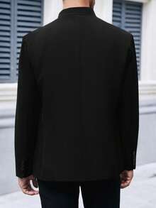 Mens Casual Suit Blazer Jackets Stand Mandarin Collar Lightweight Lined Sport Coats Business Coats - 黑色 - 查看 3