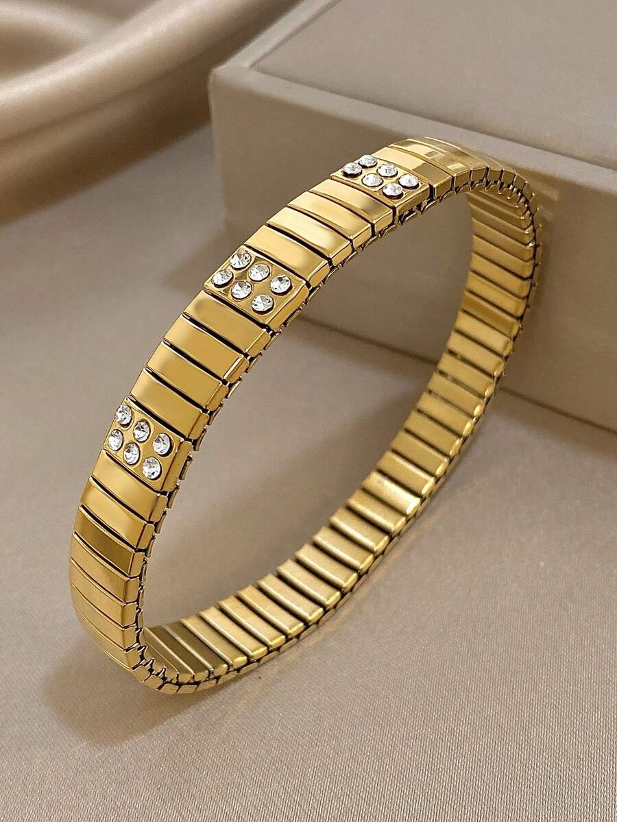 1 buc minimalist elastic bandă curea de ceas brățară pentru femei stras stivuibil brățară din oțel inoxidabil pentru bijuterii de petrecere zilnică Halloween cadouri de Crăciun