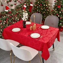 1pc Table Cloth Rectangle Table,Fitted Tablecloth,Waterproof Table Cloth,60 X 84 Inch,Polyester Tablecloth,Rectangle Tablecloth,Red Christmas Tablecloth,Tablecloths For Rectangle Tables