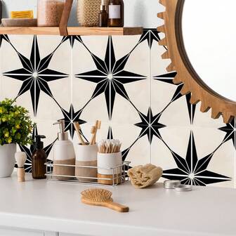 10 Pieces Of Bohemian Self-Adhesive Removable Home Decoration Wallpaper, 10-30cm Square Thickened Crystal Film Material Wallpaper, Suitable For Indoor Living Rooms, Bedrooms, Kitchens, Bathrooms, Furniture Surfaces, Walls, Floors, Ceilings, Background Walls, And Rental Property Renovation And Beautification Wall Paper Wall Stickers Room Decor Wall Decor Wallpaper Peel And Stick Bathroom Decor