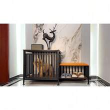 Stylish Wooden Dog Crate – Indoor 3-In-1 Bench With Shoe Rack & Lockable Door - pipe - View 2