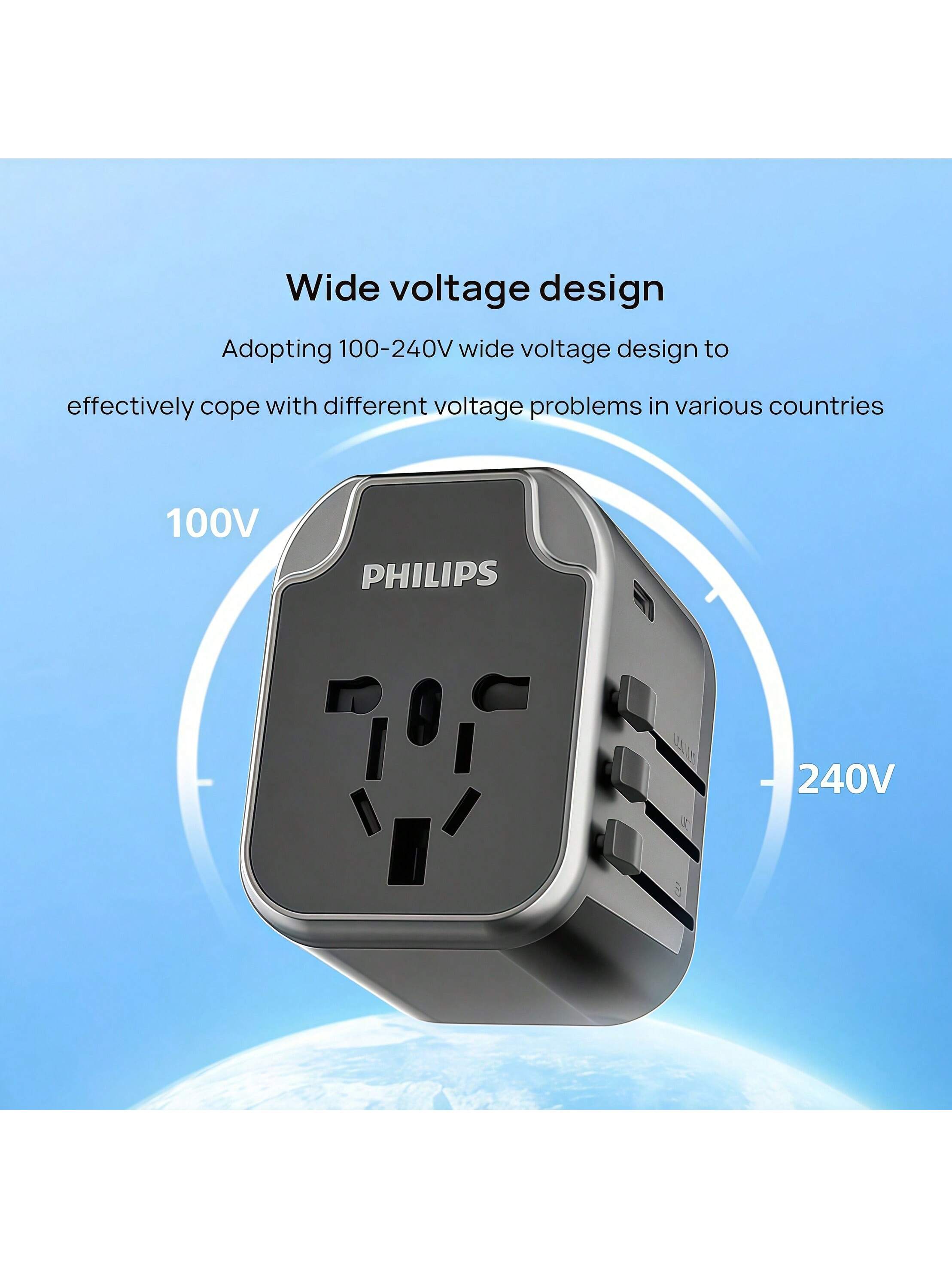 PHILIPS محول السفر العالمي محول القابس الدولي شاحن...