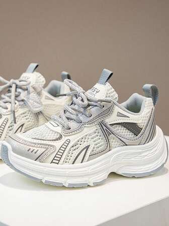 1 双女童休闲双色运动鞋，系带防滑运动鞋，新款春秋户外公主鞋，适合小女孩