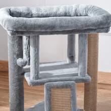 PawHut Cat Tree Tower Indoor With Cats Scratching Post Cat House, Grey - Grey - View 8
