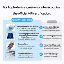 anker A863 Smart Fast Charging Data Cable Built-In Smart Chip High-Strength Material 10,000 Times Bending Test Anti-Breakage Design More Durable Blue - Blue - View 9