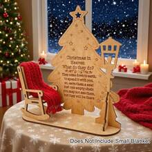 1 pieza Decoración de Navidad en el Cielo, Portavelas conmemorativo de Navidad, Adorno de silla mecedora, Guarda un asiento, Regalo conmemorativo, Decoración navideña, Decoración de mesa navideña, Decoración de árbol de Navidad, Ángel navideño, Adorno de silla mecedora de madera DIY, Adecuado para centro de mesa, Decoración del hogar, Decoración de habitación, Decoración navideña, Regalo para fiesta festiva. No incluye manta pequeña ni velas.