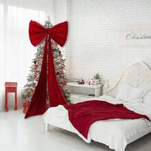 1 件巨型豪华蝴蝶结装饰 - 80x150 厘米缎面婚礼拱门背景套件，带飘逸丝带，适用于婚礼、新娘送礼会、单身派对、生日、圣诞派对装饰（红色/粉色）