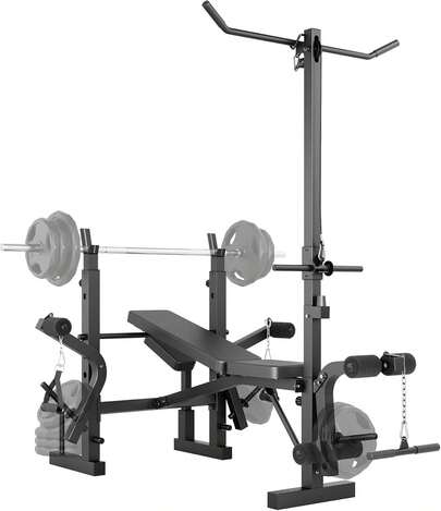 Dragonpad Weight Bench Set With Rack, 900LBS Bench Press Set With Leg Extension And Leg Curl For Strength Training, 7 In 1 Multi-Function Workout Bench With Preacher Curl Pad For Home Gym