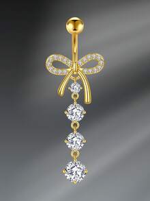 CIZME 1 件时尚不锈钢蝴蝶肚脐环，适合女士日常装饰，14G 金肚脐环心形方晶锆石肚脐环肚脐穿孔首饰肚脐环穿孔身体首饰 - 多色-2 - 查看 22