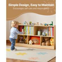 Montessori Bookshelf, 45 In Width Toy Storage Organizer, 5-Section Kids Display Storage Cabinet, Daycare Furniture, Kids Bookshelf For Bedroom, Nursery, Living Room, Entryway, Preschool, Brown - Grid Wooden 41-50inch Light Brown - 查看 4