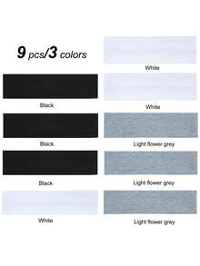 9pcs/1pc Women & Men Sports Elastic Sweatband Headband, Yoga Running Hair Accessories, Black/White/Grey Fashion Hair Ties Women Scarf Fall Hair Band Workout Women Bandana Autumn Hair Wrap Winter For Vacation Outfits Woman