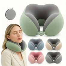 Ergonomic U-Shaped Neck Pillow With Storage Bag, Slow Rebound Head Support, Machine Washable, Lightweight And Portable, Suitable For Travel, Office, And Airplane Use, Stylish And Durable, Convenient Design, Soft And Comfortable For Sleeping, Mixed Colors, Compact And Lightweight, Easy To Store, Suitable For Home And Travel Use, Airplane Travel Pillow, Airplane Travel Pillow, Car Travel Pillow, Office Comfort, Sleep Aid, Stylish Design, High-Quality Foam, Breathable. - 灰色 - 查看 3