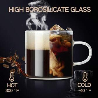 Set de 6 piezas, 120ml, Tazas de vidrio pequeñas y transparentes con asas, Juego de tazas de vidrio borosilicato de alta calidad, Aptas para lavavajillas, Adecuadas para té, espresso, latte, soda, agua, se pueden colocar directamente en el refrigerador