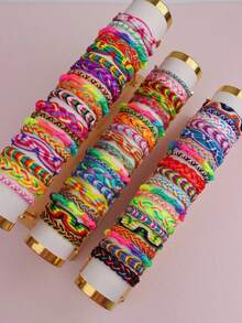 10/20 piezas Pulsera de cuerda tejida a mano para niña, moda, colorida, cuerda de la suerte, regalo diario para amigos, accesorios de joyería