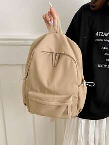 1 件返校时尚经典基本纯色背包，带笔记本电脑隔层书包，可调节肩带和宽敞的多个口袋学生包，轻便大容量休闲旅行背包，多种颜色可选，非常适合青少年/学生/毕业生，适合日常使用、外出、旅行、学校和返校