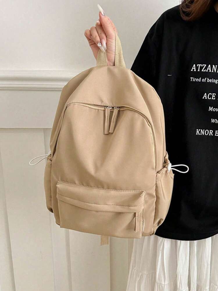 1 Peça Mochila Clássica Básica Sólida e Estilosa de Volta às Aulas, com Compartimento para Laptop, Alças Ajustáveis e Múltiplos Bolsos Espaçosos, Bolsa Estudantil Leve de Alta Capacidade para Uso Casual, Viagens, Escola e Volta às Aulas, Perfeita para Adolescentes/Estudantes/Formandos, Disponível em Várias Cores - A - Visão 7