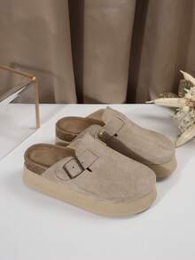 DAZY 2025 Thu/Đông Mới Về Màu Be Siêu Nhẹ Dày Đế Mềm Đế Mềm Bãi Biển Ngoài Trời Nhà Tăng Chiều Cao Dép Xăng Đan Nữ, Thời Trang Khóa Cài Guốc Gỗ Nữ Mùa Hè Giày Mules Thường Ngày Đế Dày Nhẹ Thoải Mái Kỳ Nghỉ - Màu be - Xem 6