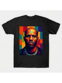 Earl  DMX Hip-Hop T-Shirt It's Dark And  Is Hot Black Graphic Tee With Portrait Heavyweight Crewneck Shirt For Men Men Machine Washable Urban Streetwear Concert Tee DMX Album Merchandise Hip Hop T Shirt Allseason Apparel Bold Colorful Design Durable Fabric Casual Wear Vintage Print Longlasting Material Music Merchandise Music Lovers Men Size S-3XL - 黑色 - 查看 1