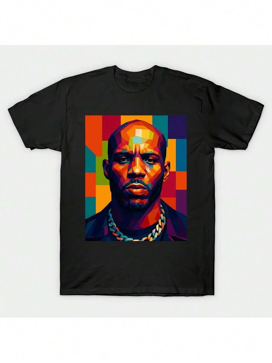 Earl DMX Hip-Hop T-Shirt It's Dark And Is Hot Black Graphic Tee With Portrait Heavyweight Crewneck Shirt For Men Men Machine Washable Urban Streetwear Concert Tee DMX Album Merchandise Hip Hop T Shirt Allseason Apparel Bold Colorful Design Durable Fabric Casual Wear Vintage Print Longlasting Material Music Merchandise Music Lovers Men Size S-3XL - 黑色 - 查看 1