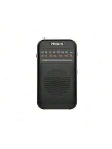 PHILIPS TAR1368 Pointer FM Radio, Mini Portable AM/FM Radio, Uses 2 AA Batteries, Headphone Jack (Batteries Sold Separately) - Black - View 1