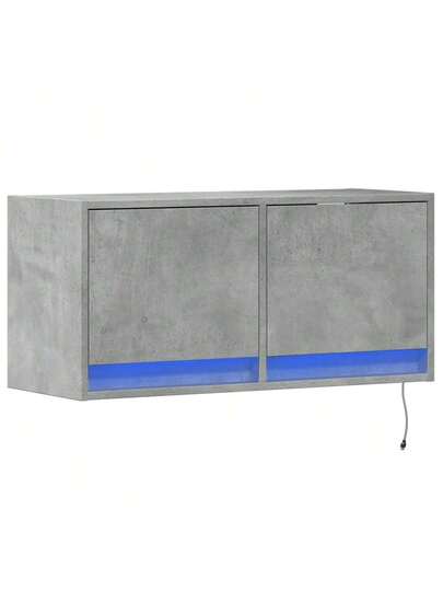 VidaXL TV Wand Unit LED Lighting 80x31x35 Cm Concrete Grijs view 3