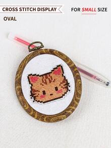 3 قطع إطارات تطريز يدوية صغيرة بنية اللون بنمط خشبي رجعي، مصنوعة من مادة ABS المتينة مع خطاطيف معدنية نحاسية، مناسبة لديكور المنزل، التعليق على الحائط، هالوين، عيد الميلاد، الحقائب، الملابس، الهواتف، سلاسل المفاتيح، المكاتب، الأغراض الجانبية للسرير، زينة السيارات