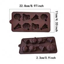 1pc 8-Cavity 3 Christmas Shape Chocolate Fondant Silicone Mold DIY Candy Ice Cube Jelly Dessert Cookie Baking Cake Decorating Tool Christmas Christmas Decorations Christmas Pajamas Christmas Gifts Christmas Decor