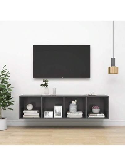 VidaXL TV Wand Unit 37x37x142.5 Cm Finished Wood High Gloss Grijs