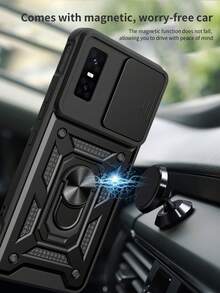 Funda para teléfono Infinix GT 30 Pro 5G/Infinix Smart 9 con lente de cámara deslizante y soporte - Negro - Ver 3