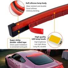 1 Piece, 39.37 Inches/100CM High-Mounted Brake Light Warning Light LED Light Bar Red Light, 12V Brake And Turn Signal, Durable And Easy To Bend High Brightness, Easy To Install, Automotive LED Accessories - 100CM High-mounted Brake Light - View 7