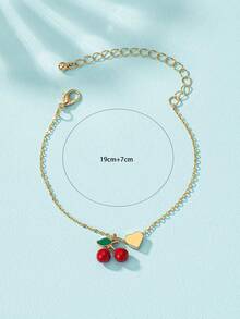 1pc Heart-Shaped Handmade Fruit Cherry Pendant Anklet For Women, Multi-Style, Apple Best Seller, Sexy & Casual Wear