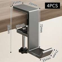 Gancho para colgar sin perforaciones, bolsa colgante lateral para escritorio de estudiante, artefacto, soportes para bolsos móviles extraíbles, gancho de mesa multifuncional - 4 piezas Gris 1 - Ver 16