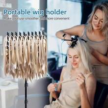 Suport pentru împletituri, suport pentru extensii de păr cu 144 de cuie, suport pentru împletituri cu înălțime reglabilă și suport pentru depozitarea perucilor, instrument de salon cu două fețe pentru uz casnic în salon, pieptene negru/roz/violet