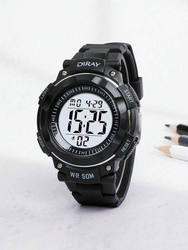 DIRAY 50m Waterproof Boy's Watch With Large Dial, Luminous, Alarm, Chronograph, Multi-Function, Suitable For Outdoor Sports, Youth, Teenagers