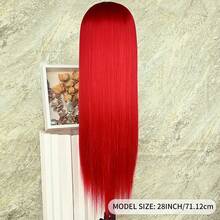 13X4 Free Part Blue Lace Front Wigs 26 Inch Pre Plucked Long Straight Hair Wigs Glueless Soft Light Blue Colored Wigs Heat Resistant Long Blue Straight Synthetic Lace Front Wigs For Fashion Women For Daily Christmas Party Cosplay Use - Đỏ - Xem 9