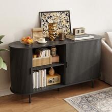 ONBRILL Sideboard Buffet Cabinet With Storage, Sliding Door, Storage Cabinet With Adjustable Shelf, Modern Accent Coffee Bar Console Table For Kitchen, Entryway , Dining Room, Black - màu đen - Xem 3