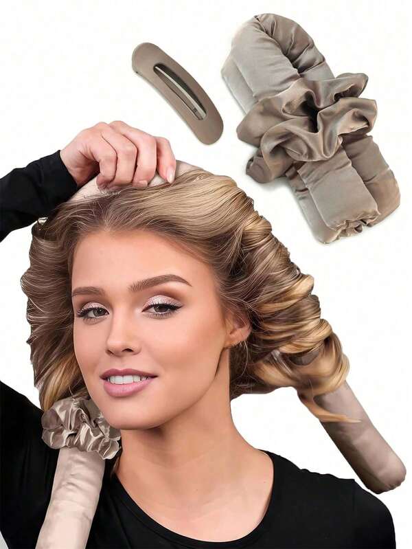 4 pièces Set de boucleurs sans chaleur - Boucleurs satin sans chaleur, embouts de tige de bouclage extra-larges, pas de chaleur nécessaire pour boucler pendant la nuit