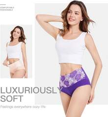 Women's Cotton High Waist Tummy Control Panties Jacquard Ladies Panty Multipack - Comfort - 簡訊 02 - 5 條裝 - 多種顏色 - 查看 3
