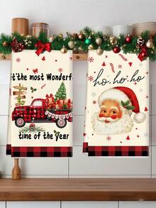 1pc/2pcs/6pcs Super Soft Microfiber Christmas Hand Towels, Santa Claus, Snowflake, Reindeer, Christmas Tree Pattern Design Dish Cloths, Kitchen And Dining Room Decor, Outdoor Party Supplies, Suitable For Christmas Kitchen And Bathroom Decor, Advent Calendar Gift, Christmas Surprise - Multicolor - View 5