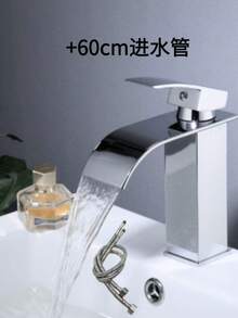 1pc Nordic Frosted Stainless Steel Waterfall Faucet, With Hot And Cold Water, Suitable For Countertop Basin, Wash Basin, Bathroom Vanity, Single-Hole. It Is Also Applicable To RVs. This Unique Waterfall Faucet Is An Ideal Gift For Halloween And Christmas.