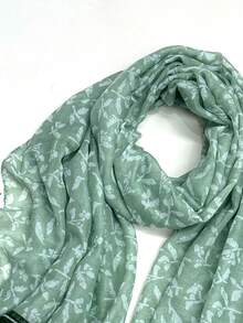1pc Simple Printed Scarf, Lightweight & Breathable With Tassels, Elegant & Fashionable Design, Versatile Women Silk Scarf For Spring/Summer, Vibrant Color, Large Size For Outdoor, Beach, Headwrap For Dress,Holiday,Accessories,Travel Essential - Olive Green - View 7