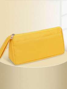 Estuche de lápices con cremallera personalizado, con nombre/iniciales personalizados, organizador escolar y de oficina de doble capa con cierre de cremallera , regalo de cumpleaños/Día del Maestro para estudiantes, profesionales, azul, rosa, amarillo, negro, bolsa de papelería, diseño de dos capas